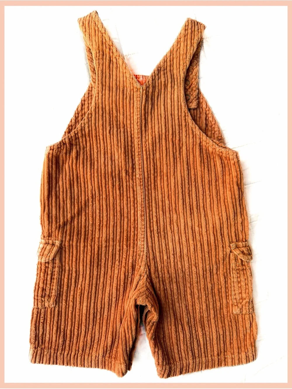 Le Top Vintage Corduroy Overalls Rust Embroidered Dino 18 Hippie Boy Girl Pants